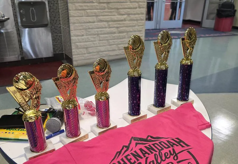 Trophies lined up at the Shenandoah Valley Cup